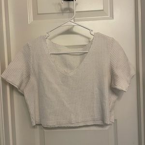 White waffle knit crop top
